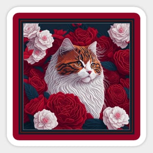 Ragamuffin cat. Style vector (red version ragamuffin cat) Sticker